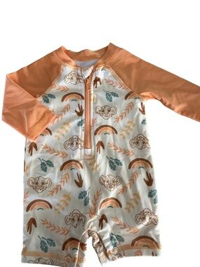 Disney Peach Multi Long-Sleeve Rashguard One-Piece